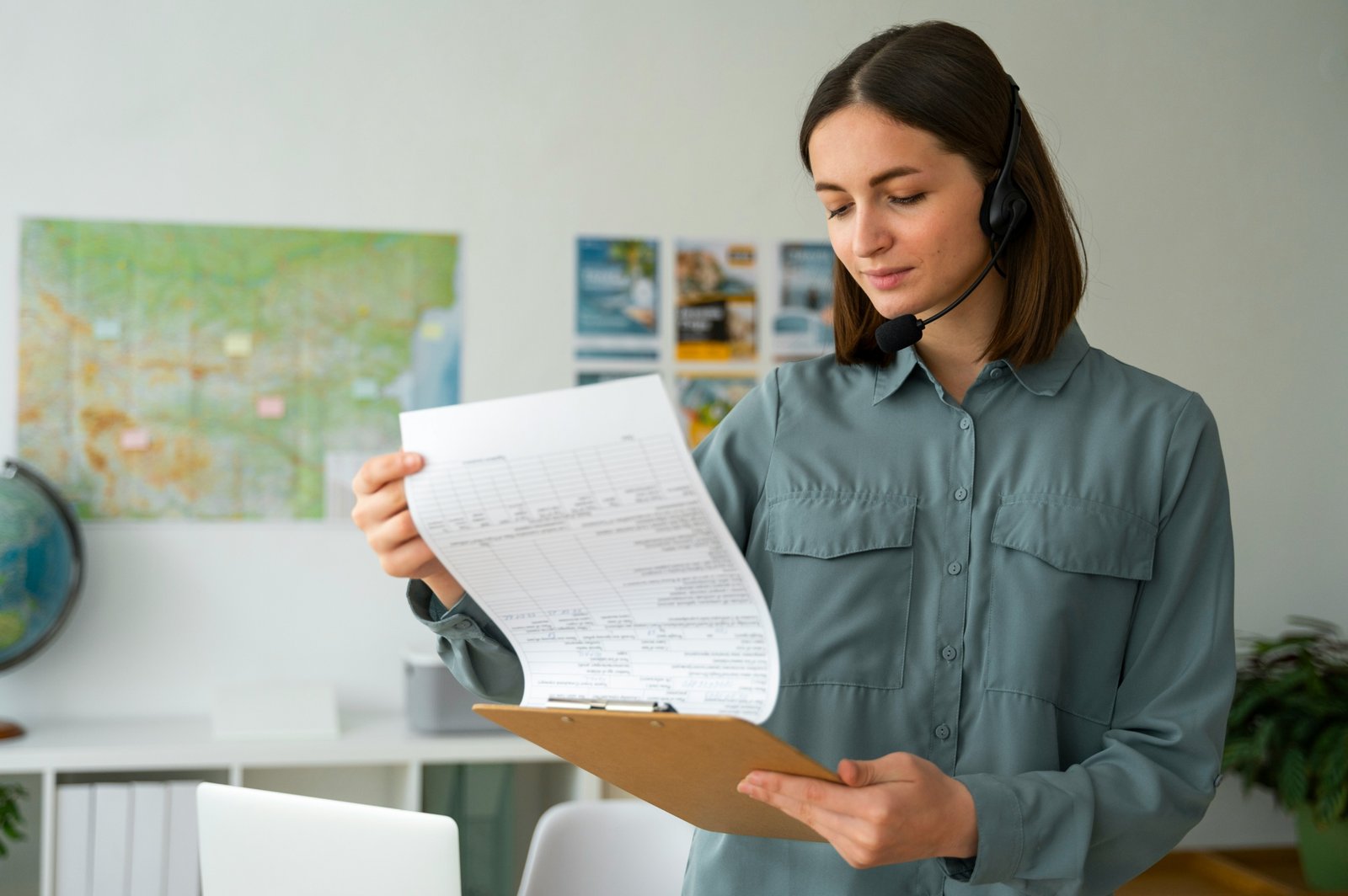 a woman holding a A woman holding a piece of paper in her hands